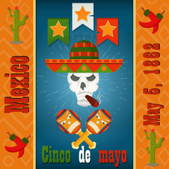 design, postcards, background, stickers, for decoration of the Mexican holiday Cinco de mayo in_3_flat style