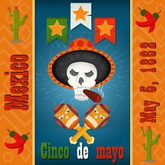 design, postcards, background, stickers, for decoration of the Mexican holiday Cinco de mayo in_2_flat style
