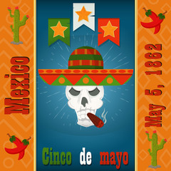 design, postcards, background, stickers, for decoration of the Mexican holiday Cinco de mayo in_20_flat style