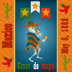 design, postcards, background, stickers, for decoration of the Mexican holiday Cinco de mayo in_18_flat style