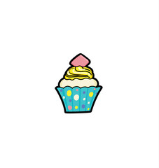 Little delicious cupcake. cute muffin. vector illustration