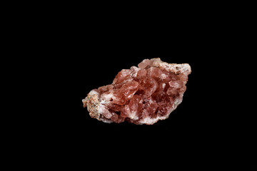 Macro mineral stone Pink Amethyst on a black background