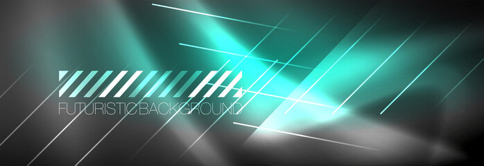 Naklejka premium Shiny glowing lights neon color design background