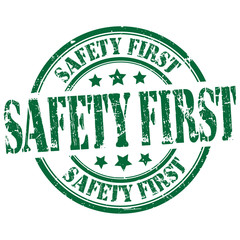 rubber stamp  "safety first" on white, vector illustration