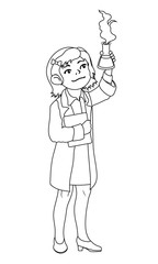 Children illustration with a chemist girl.