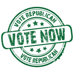 rubber stamp with text "vote now" on white, vector illustration
