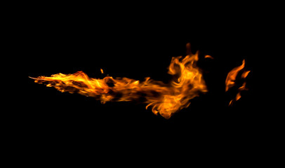 Fire flames on black background