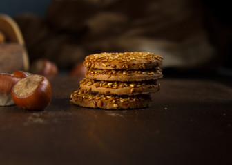 Cookies on the background of nuts.