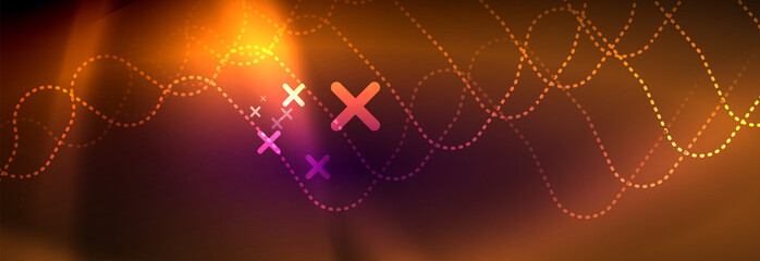 Glowing neon abstract lines, techno futuristic template