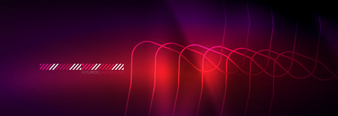 Glowing neon abstract lines, techno futuristic template