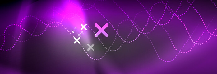 Glowing neon abstract lines, techno futuristic template