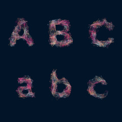 Dark abstract network alphabet ABC
