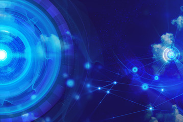 ai robotic, social internet of things, technology abstract futuristic cyber net web connect to network background illustration 3d rendering, atom molecule of science, signal of data