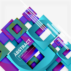 Color square composition with text. Geometric abstract background