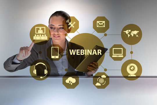Businesswoman in online webinar concept
