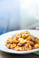 Pasta Bolognese on the table
