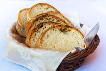 French baguette bread on table