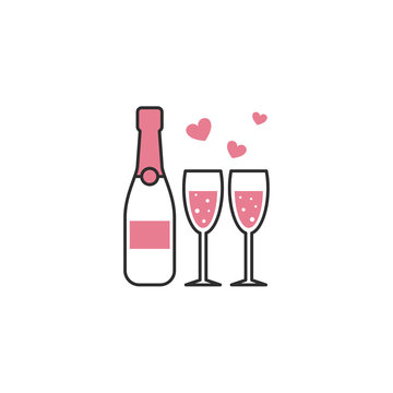 Champagne and two glasses icon