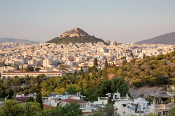Fototapeta premium Panoramic view of the city of Athens in the evening