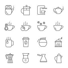 Coffee and tea icons set