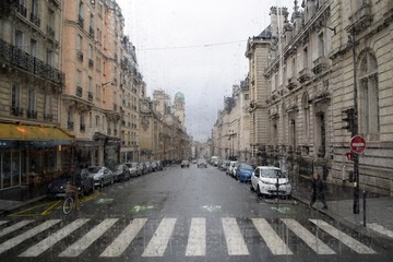   Landscape in the rainy season. Rain in the city.