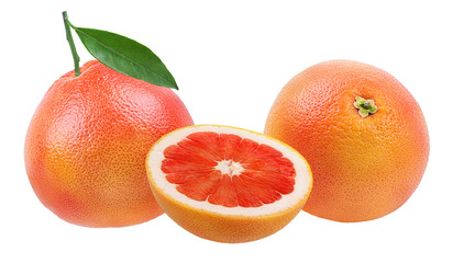 Fresh grapefruit isolated on white background  with clipping path