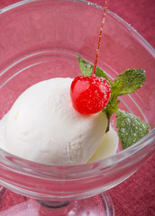 Bowl of white vanilla ice cream
