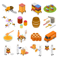 Apiary Sign 3d Icon Set Isometric View. Vector