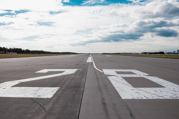 Runway at the airport Official summer spotting at Pulkovo airport on August 15, 2018, Russia, St....