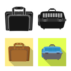 Vector design of suitcase and baggage sign. Collection of suitcase and journey stock vector illustration.