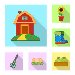 Vector illustration of farm and agriculture symbol. Set of farm and plant stock vector illustration.