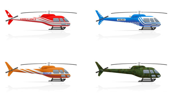 special purpose helicopters vector illustration