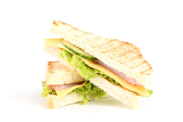 Tasty sandwiches isolated on white background