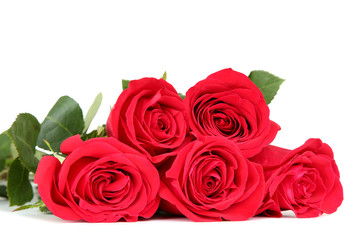 Bouquet of red roses isolated on white background