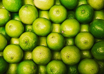 Group of fresh green lime citrus