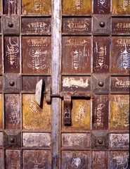Closed door of a house, Shibam, Hadhramaut, Yemen