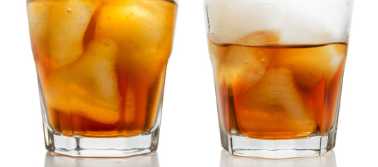 Iced Whiskey Glass Isolated on White Background