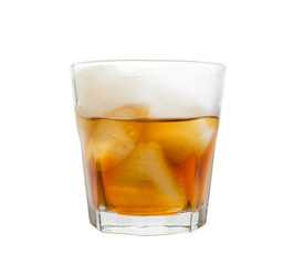 Iced Whiskey Glass Isolated on White Background