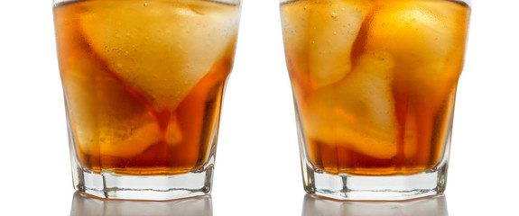 Iced Whiskey Glass Isolated on White Background