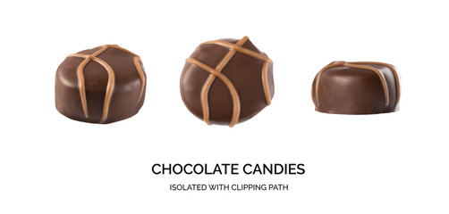 Set of Beautiful Creative Chocolate Sweets Isolated