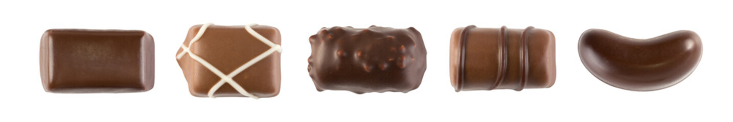 Set of Beautiful Creative Chocolate Sweets Isolated