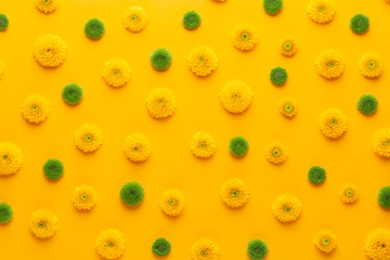 Yellow flower pattern on a yellow background.  Spring greeting card.
