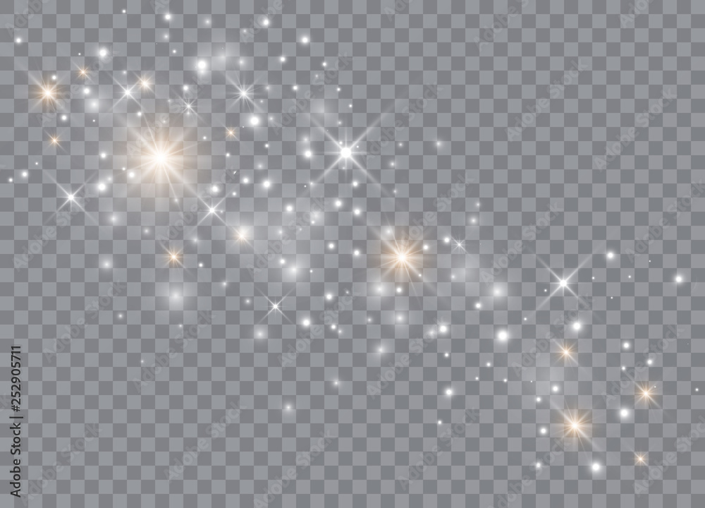 Wall mural sparks glitter special light effect. vector sparkles on transparent background. christmas abstract p