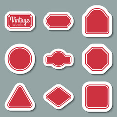 Vector red vintage labels set. Frames for design