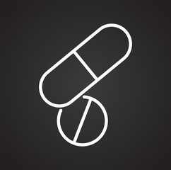 Pills line icon on background for graphic and web design. Simple vector sign. Internet concept symbol for website button or mobile app.