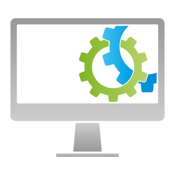 Computer und Zahnr&auml;der, Computer, Support, Logo