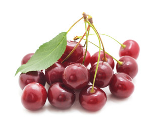 Red ripe cherries.