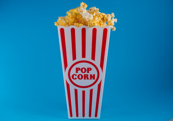 popcorn in blue background