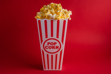 popcorn in red background