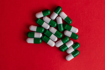 Pills with red background